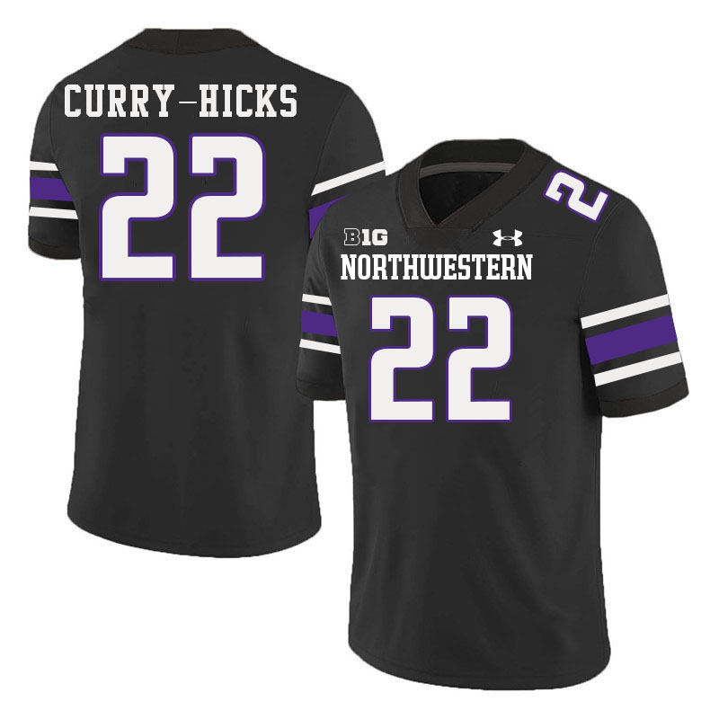 Northwestern Wildcats #22 Terrion Curry-Hicks College Football Jerseys Stitched-Black